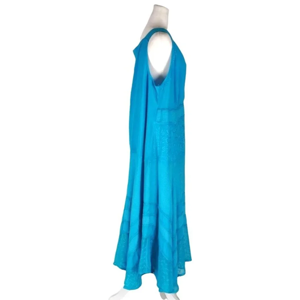 Added Dimensions Dress for Catherines Size 1X Blue Boho Hippie Midi Maxi‎